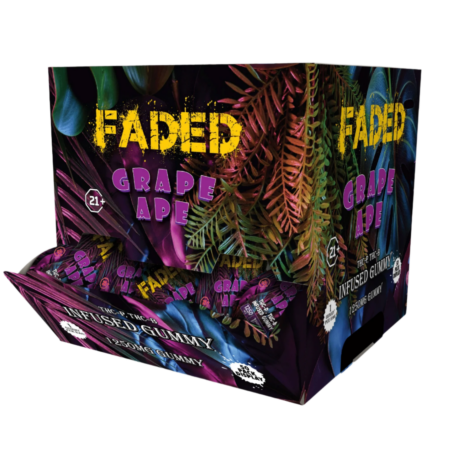 Faded Sky High Blend Gummies Grape Ape | THC-A + D9 | 1250 MG Per Gummy