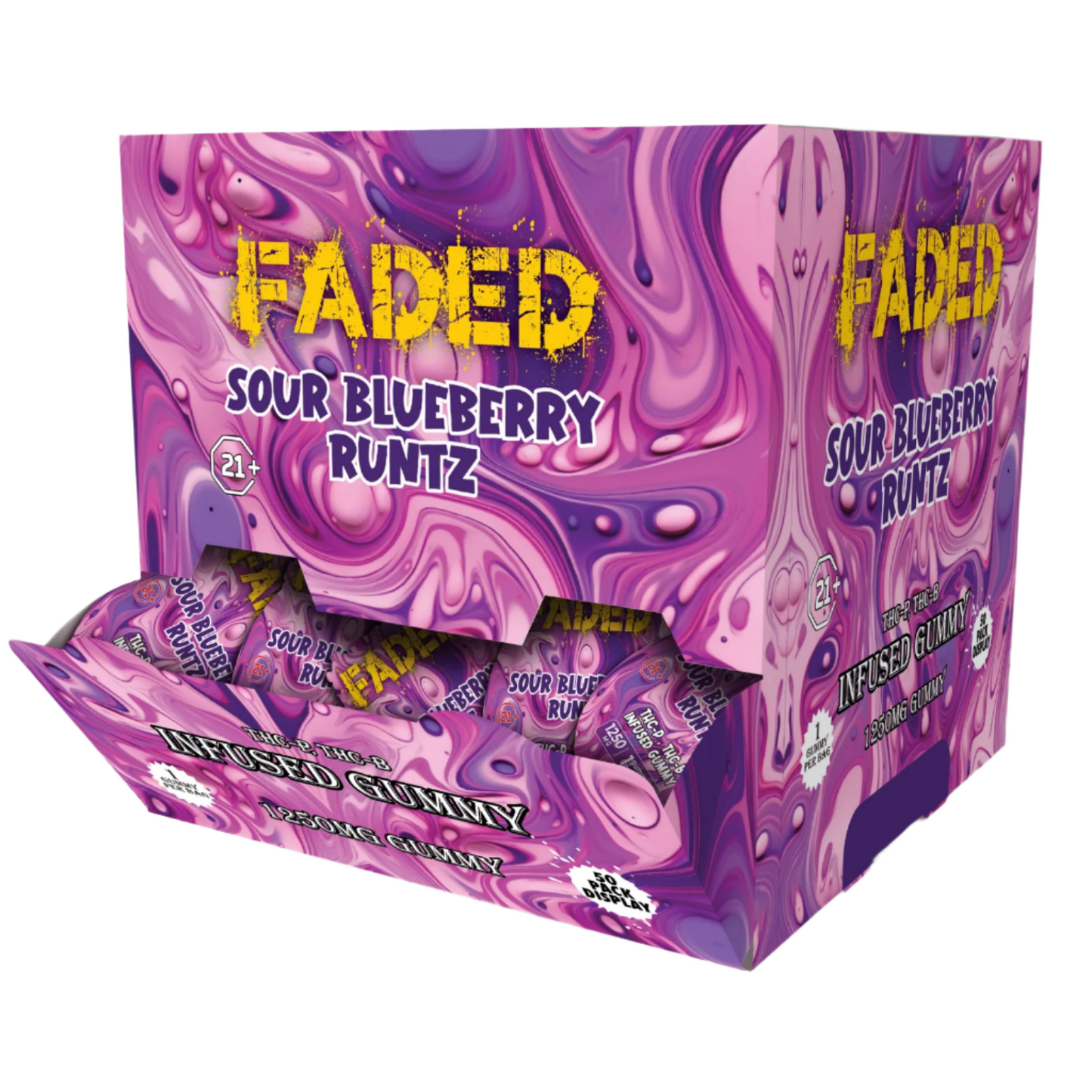 Faded Sky High Blend Gummies Sour Blueberry Runtz | THC-A + D9 | 1250 MG Per Gummy