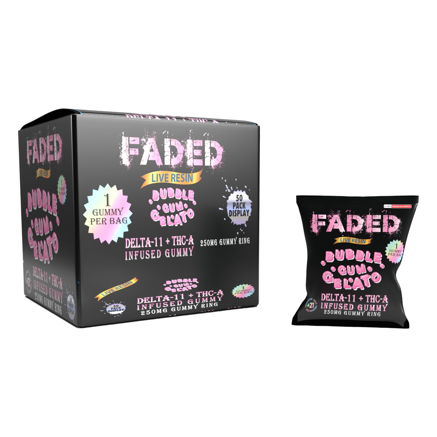 FADED DELTA - 11+THC-A BUBBLEGUM GELATO 1CT GUMMY RING 250MG