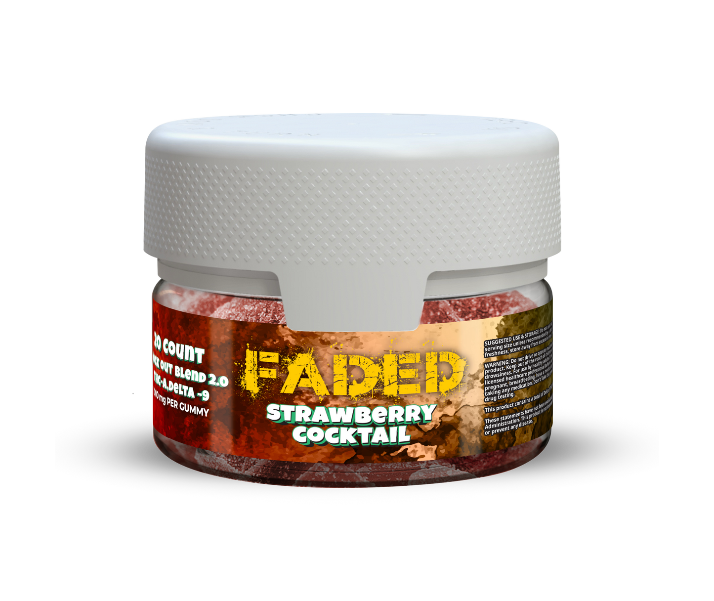 Knock-Out Blend 2.0 THC-P + D9 Strawberry Cocktail Gummies 20Ct Jar | 30000 MG Jar