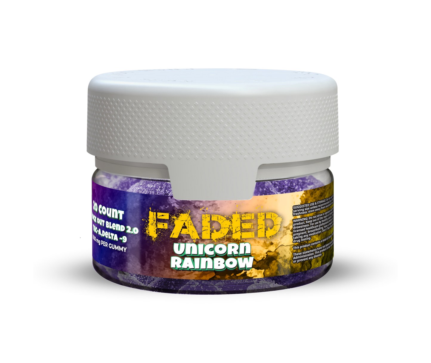 Faded Knock-Out Blend 2.0 THC-A + D9 Gummies 20Ct Jar | 20000MG Jar