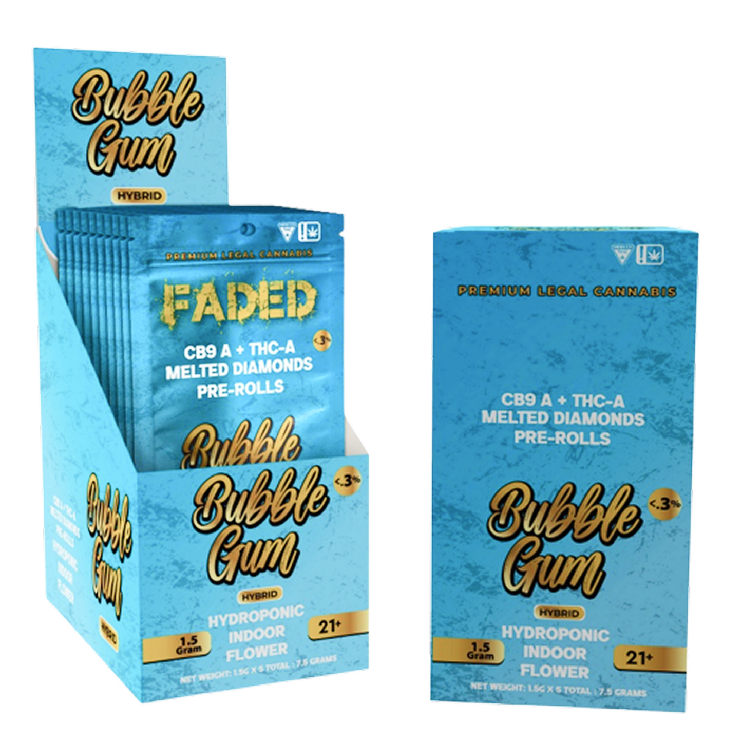 Faded 5 Count Bubble Gum THCA Prerolls