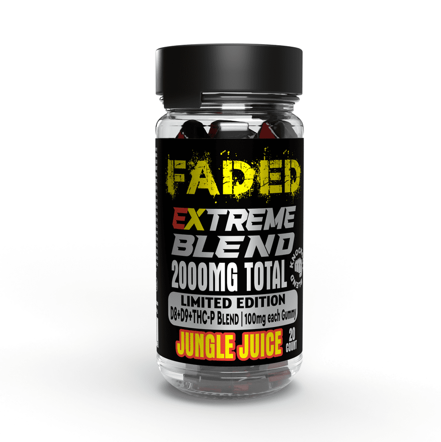 FADED D8+D9+THC-P JUNGLE JUICE 2000MG EXTREME GUMMIES 20 COUNT LIMITED EDITION