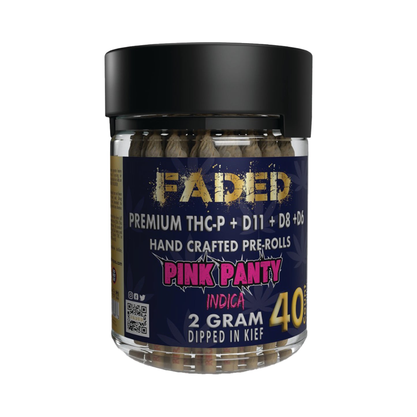 FADED PREMIUM DELTA-11+DELTA-6+DELTA-8+THC-P PINK PANTY HAND CRAFTED PRE-ROLL 2GR 40CT JAR