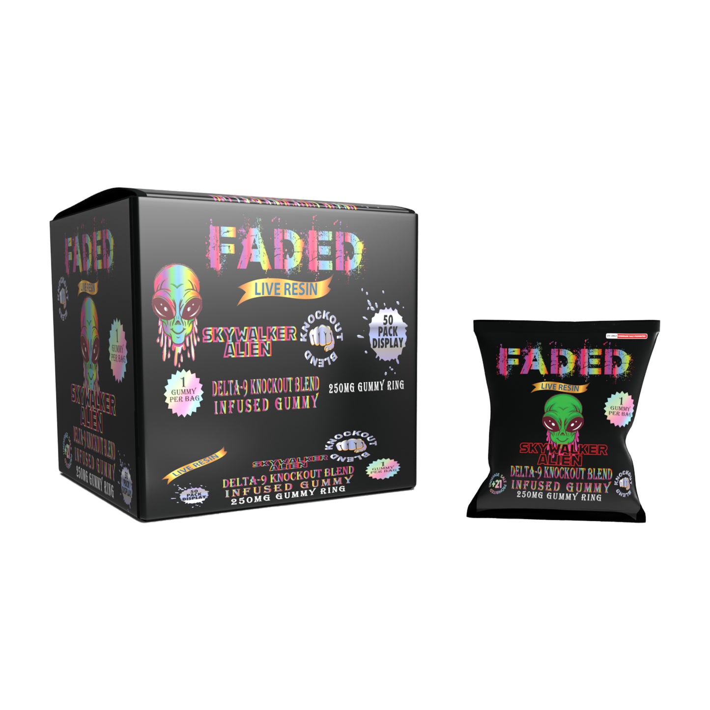 FADED DELTA - 9 KNOCKOUT BLEND SKYWALKER ALIEN 1CT GUMMY RING 250MG