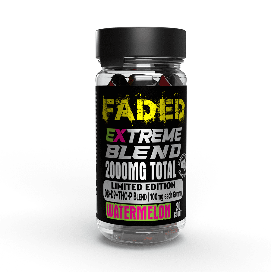 FADED D8+D9+THC-P WATERMELON 2000MG EXTREME GUMMIES 20 COUNT LIMITED EDITION