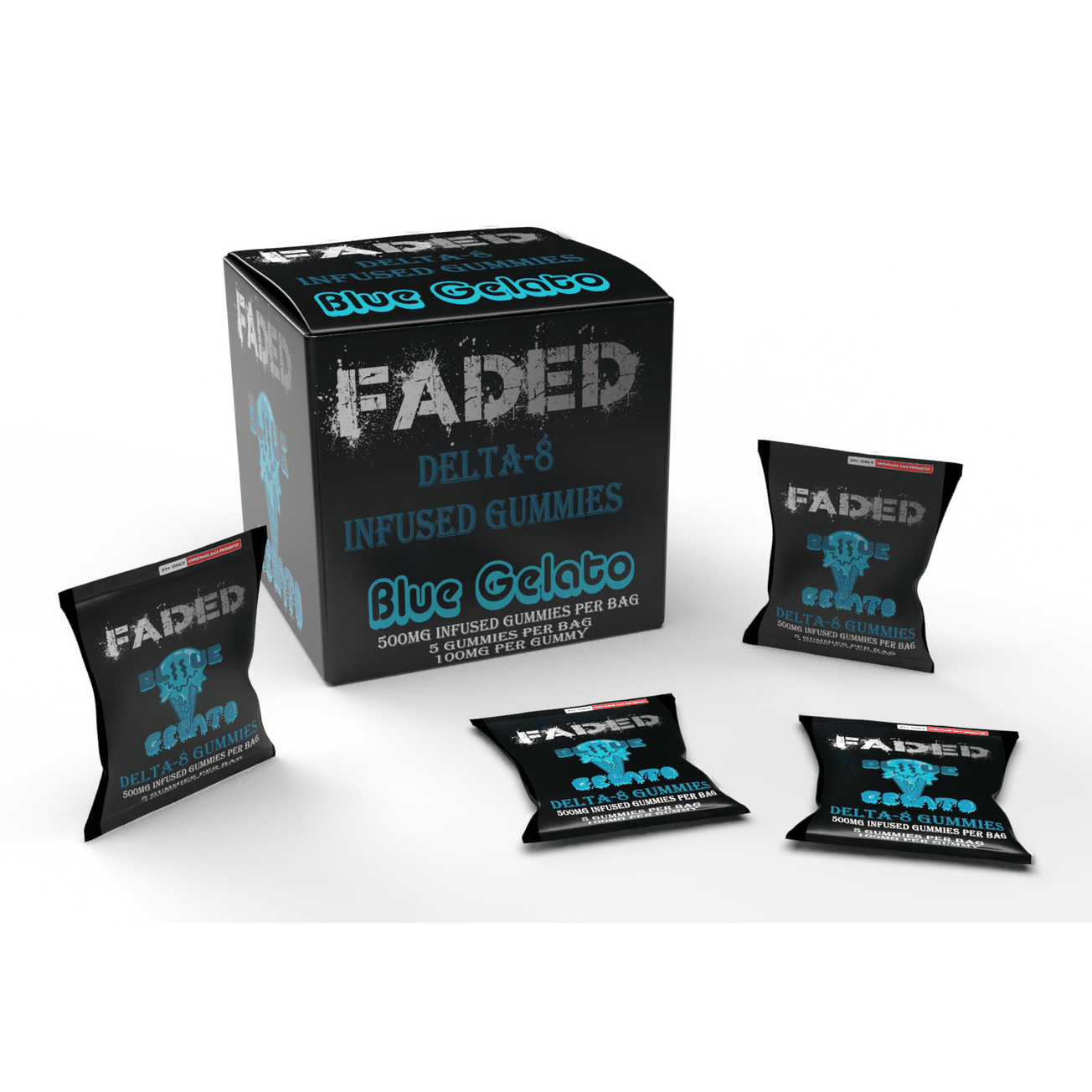 FADED DELTA - 8 BLUE GELATO 5CT GUMMIES BAG 500MG