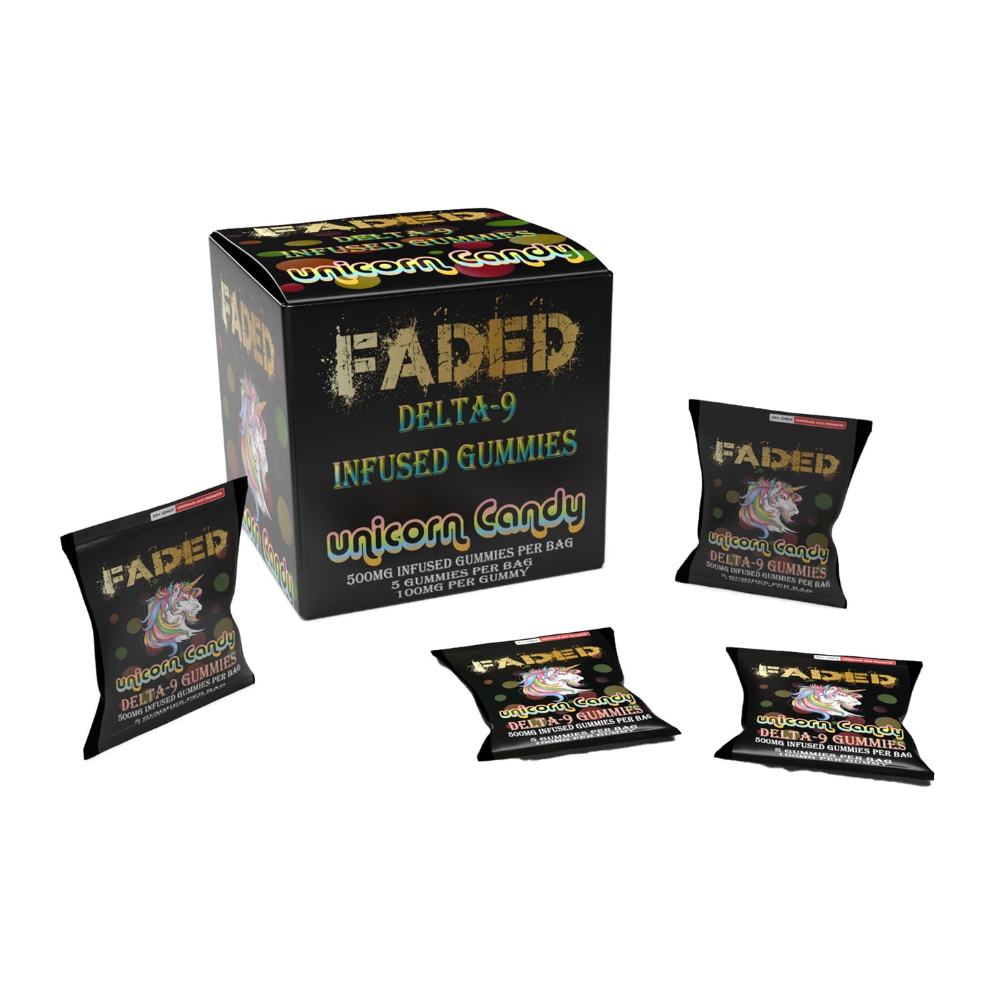 FADED DELTA - 9 UNICORN CANDY 5CT GUMMIES BAG 500MG