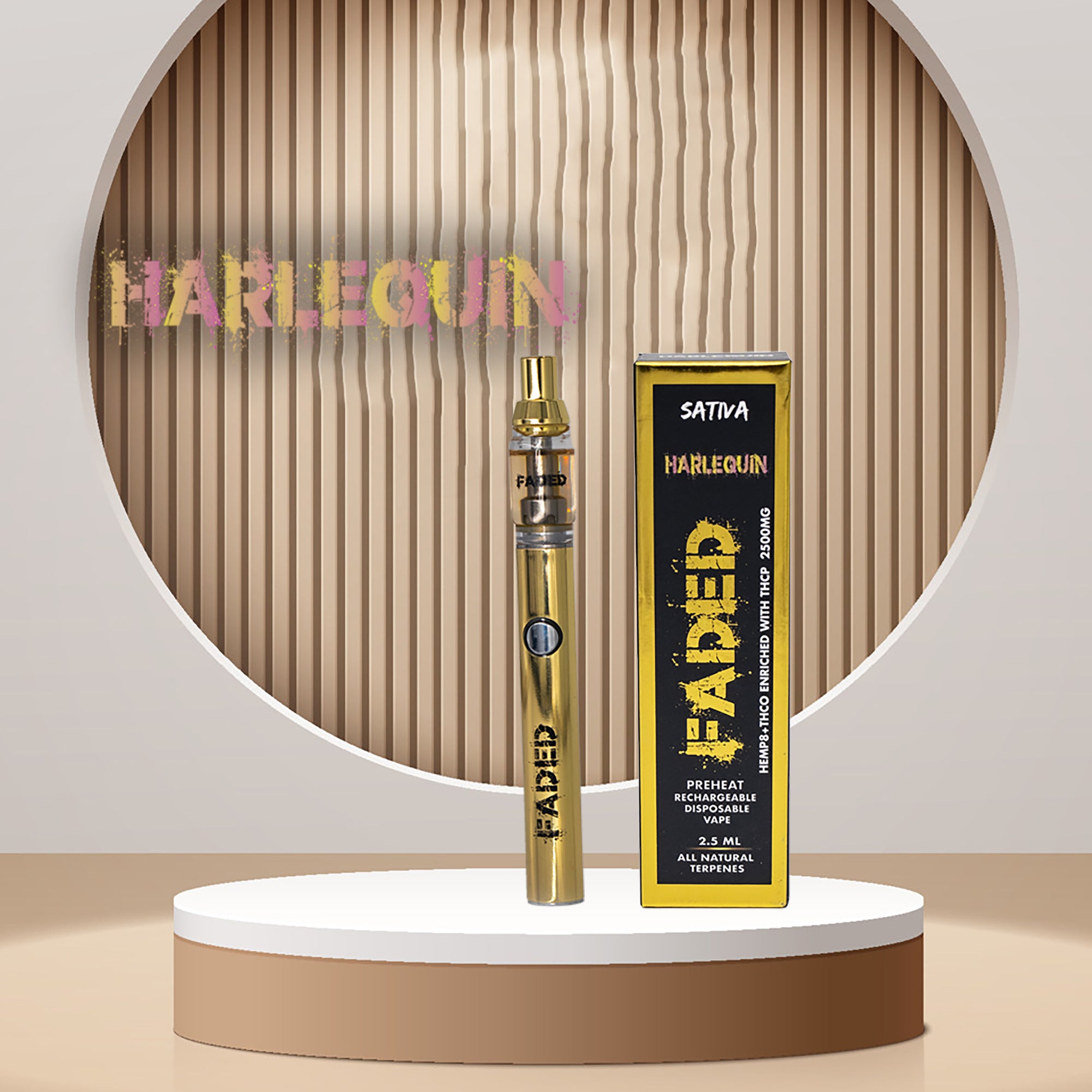 FADED 2.5ML MIXED BLEND SATIVA HARLEQUIN RECHARGEABLE DISPOSABLE VAPE