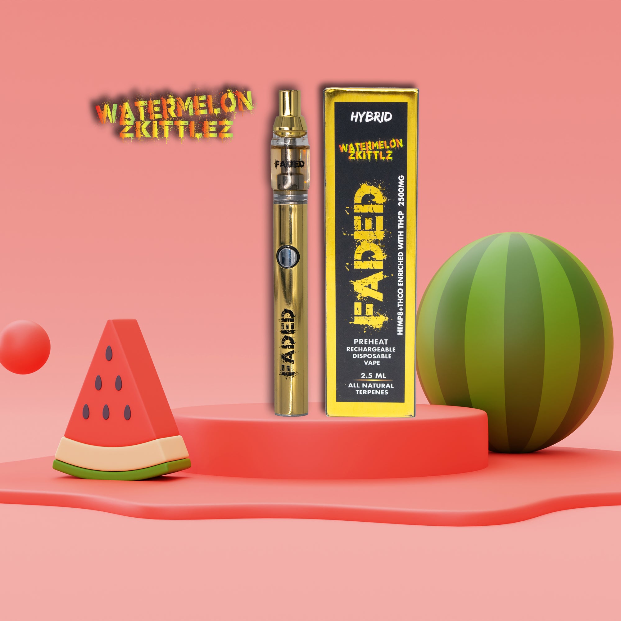 FADED 2.5ML MIXED BLEND HYBRID WATERMELON ZKITTLZ RECHARGEABLE DISPOSABLE VAPE