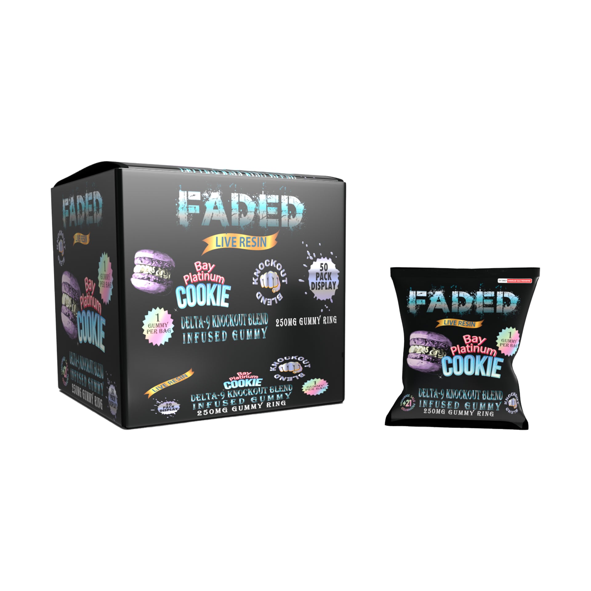 FADED DELTA - 9 KNOCKOUT BLEND BAY PLATINUM COOKIE 1CT GUMMY RING 250MG