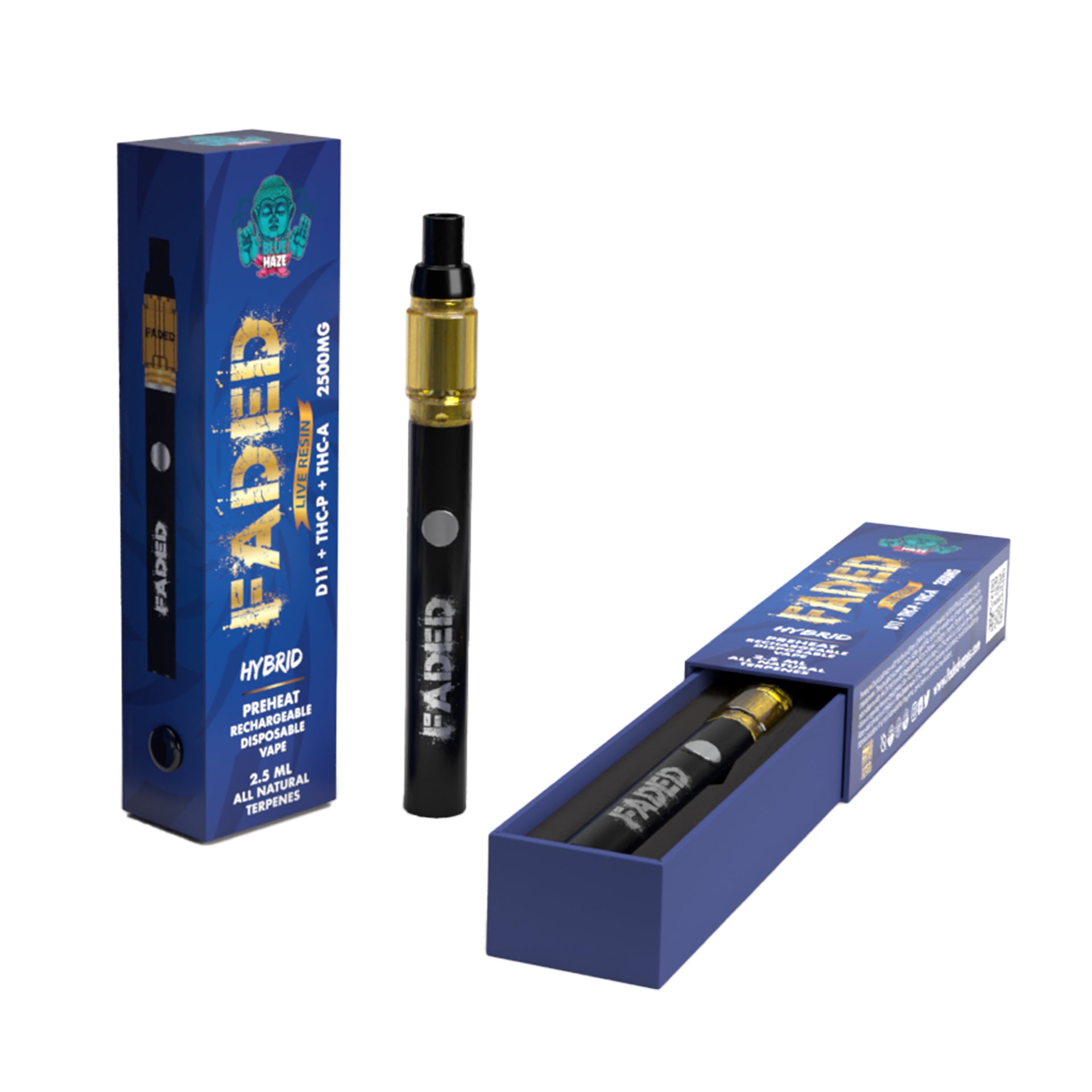 FADED DELTA-11+THC-P+THC-A RECHARGEABLE DISPOSABLE - HYBRID BLUE HAZE 2.5ML
