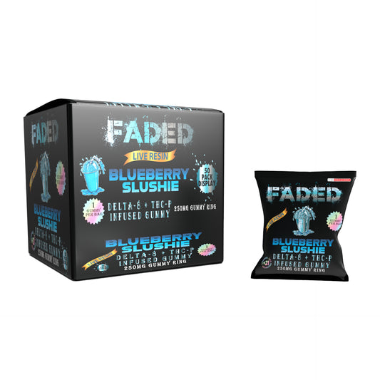 FADED DELTA - 8+THC-P BLUEBERRY SLUSHIE 1CT GUMMY RING 250MG