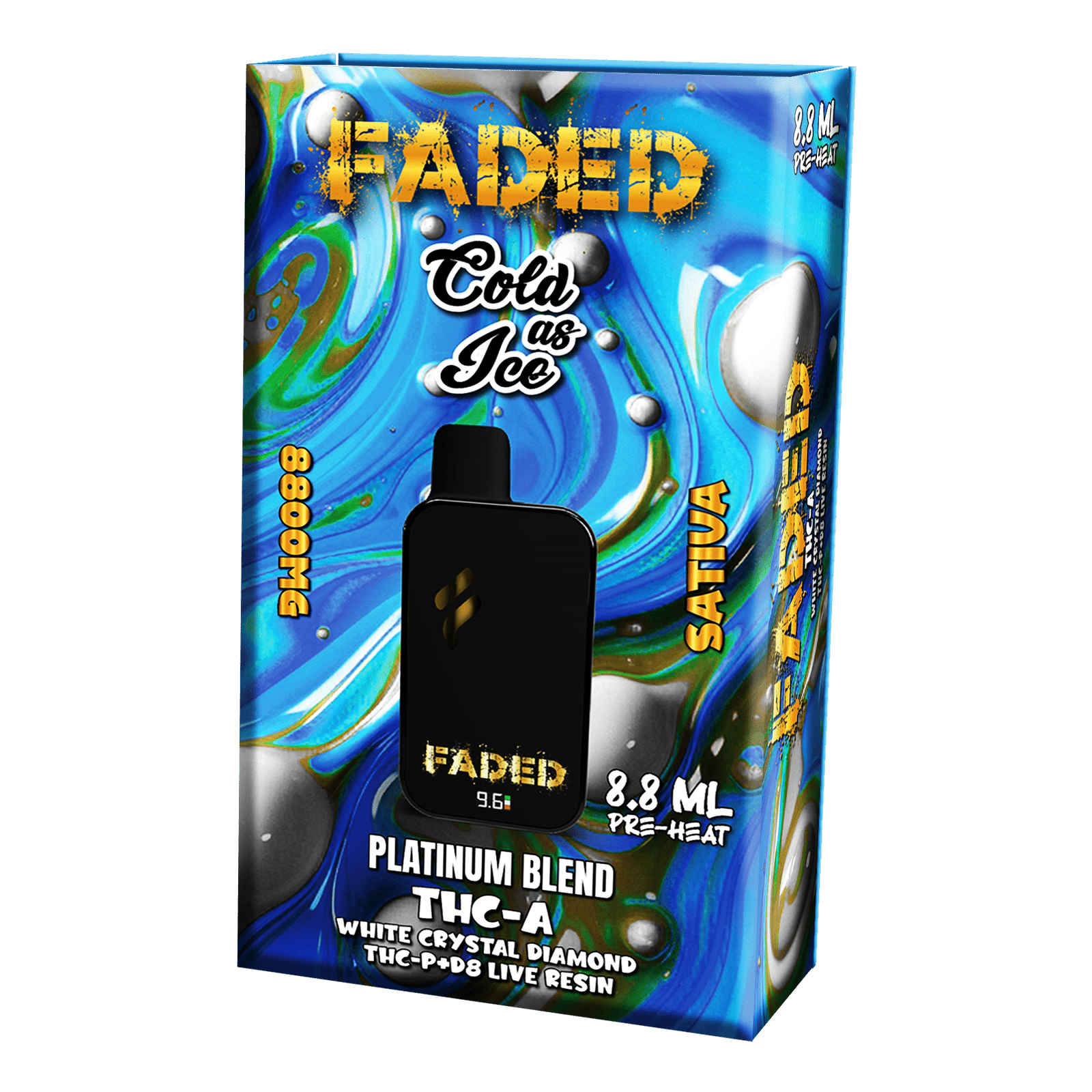 FADED PLATINUM BLEND THC-A 8.8ML DISPOSABLES | COLD AS ICE