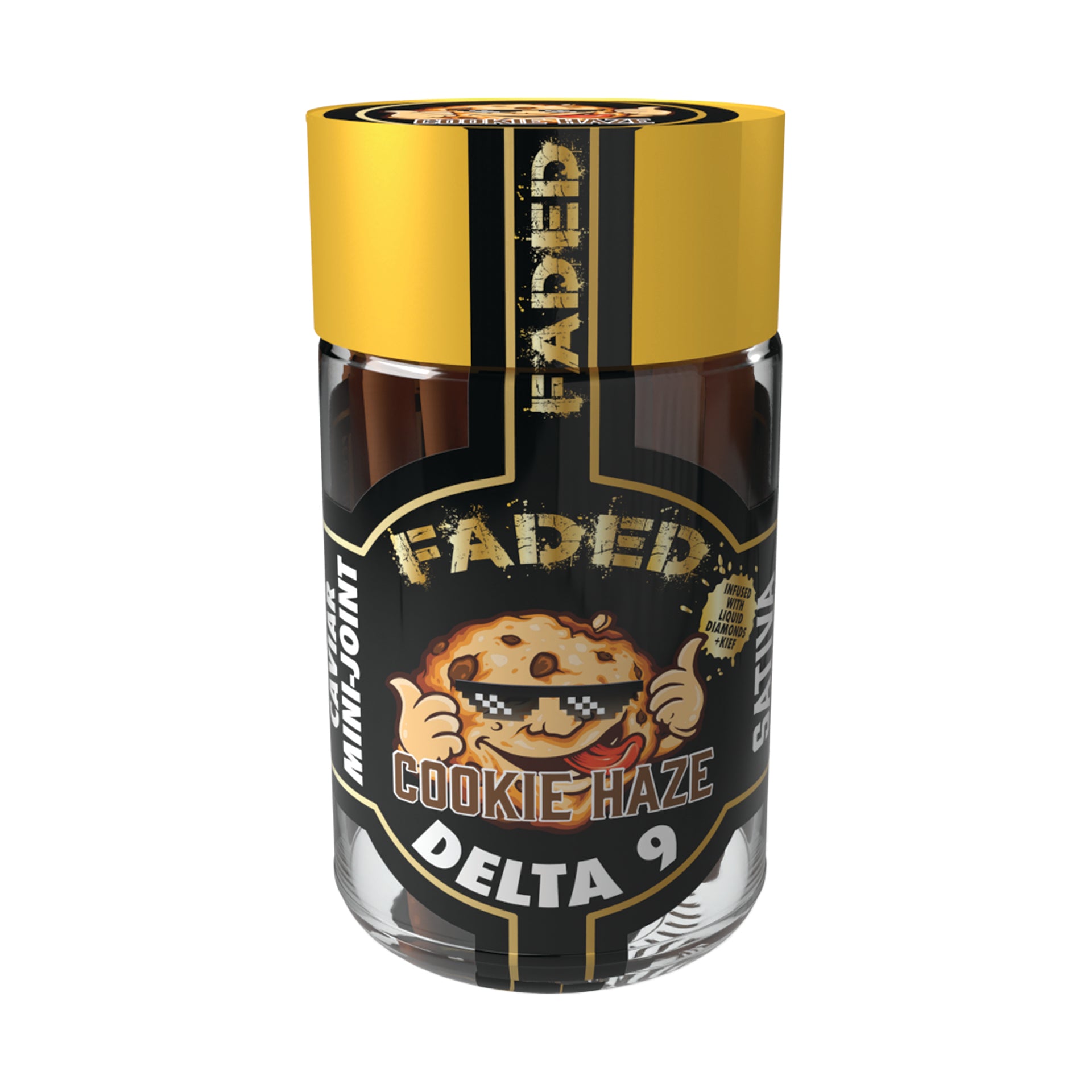 FADED DELTA-9 COOKIE HAZE HAND CRAFTED MINI SHOOTER PRE-ROLL 5CT JAR