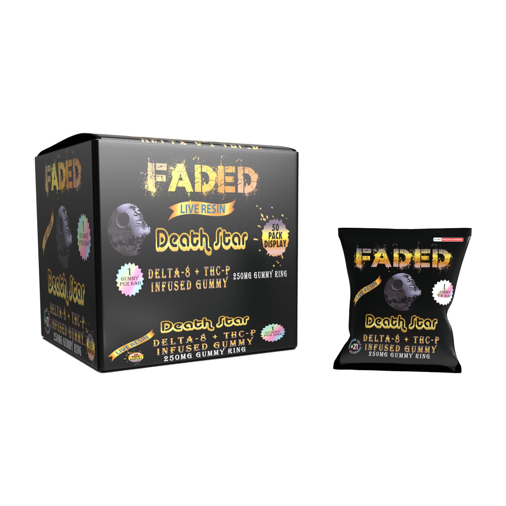 FADED DELTA - 8+THC-P DEATH STAR 1CT GUMMY RING 250MG