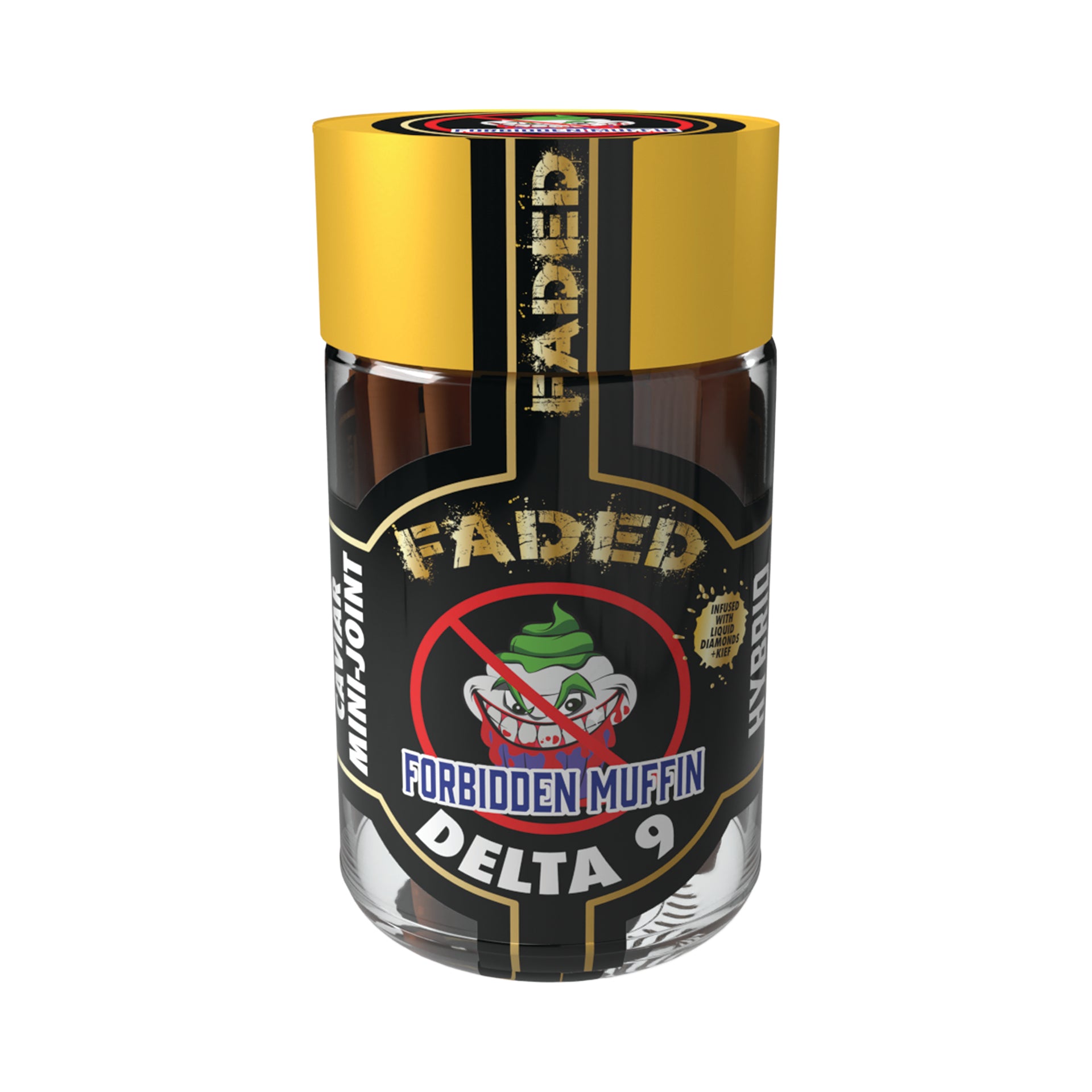 FADED DELTA-9 FORBIDDEN MUFFIN HAND CRAFTED MINI SHOOTER PRE-ROLL 5CT JAR