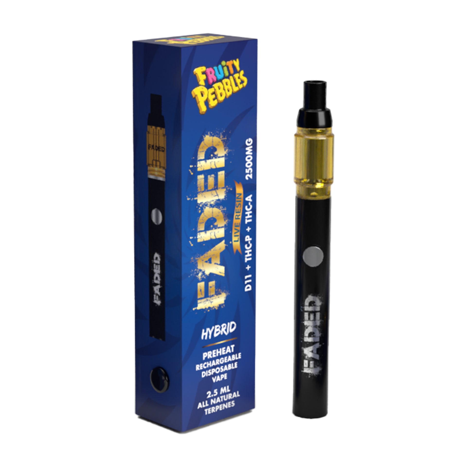 FADED DELTA-11+THC-P+THC-A RECHARGEABLE DISPOSABLE - HYBRID FRUITY PEBBLE 2.5ML
