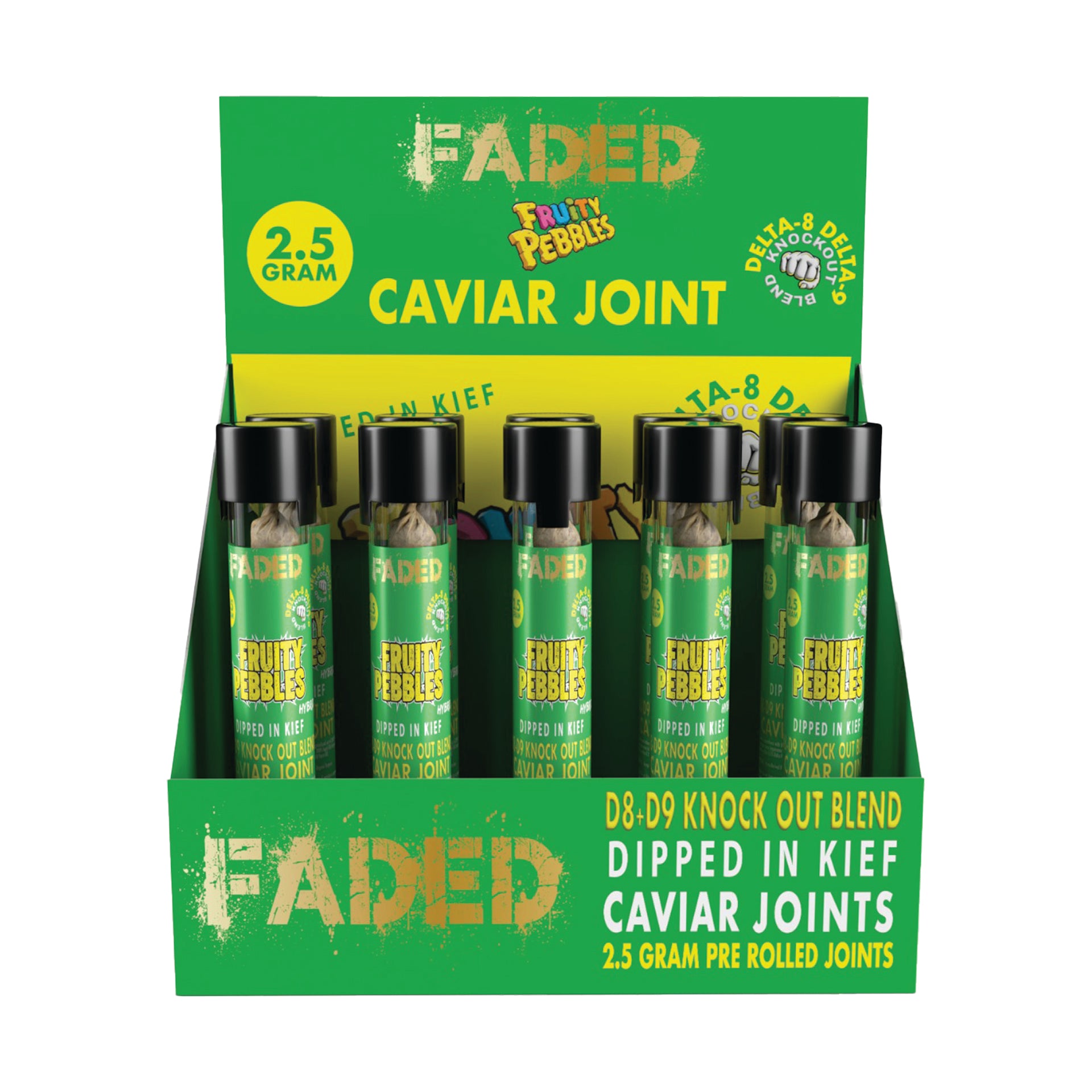 FADED DELTA-8+DELTA-9 KNOCKOUT BLEND FRUITY PEBBLES CAVIAR JOINTS 2500MG