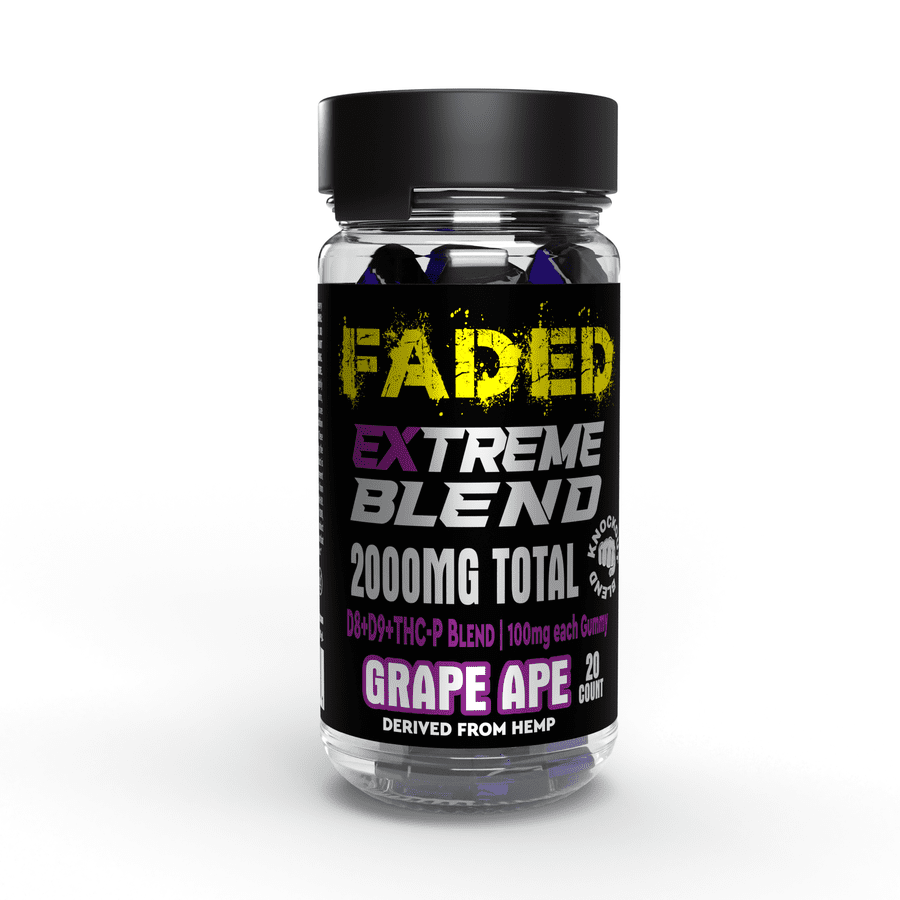 FADED D8+D9+THC-P GRAPE APE 2000MG EXTREME GUMMIES  20 COUNT