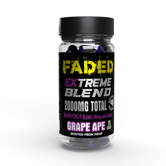 FADED D8+D9+THC-P GRAPE APE 2000MG EXTREME GUMMIES  20 COUNT