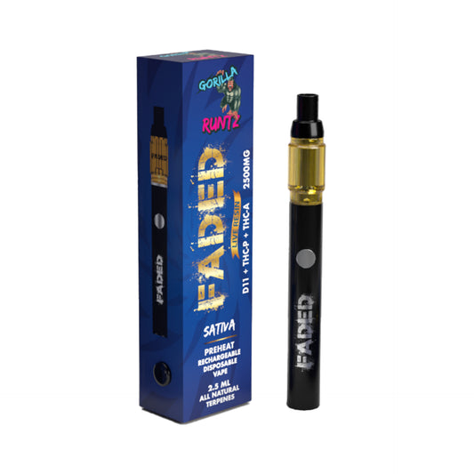 FADED DELTA-11+THC-P+THC-A RECHARGEABLE DISPOSABLE - SATIVA GORILLA RUNTZ 2.5ML