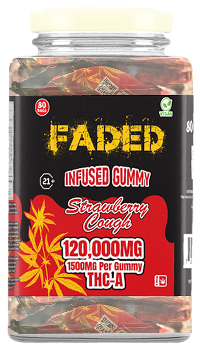 Faded Infused Gummy Strawberry Cough 120,000MG 1500MG Per Gummy THC-A