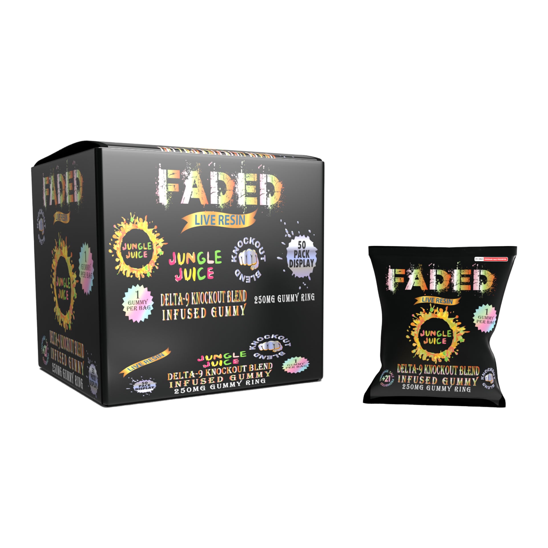 FADED DELTA - 9 KNOCKOUT BLEND JUNGLE JUICE 1CT GUMMY RING 250MG – Faded