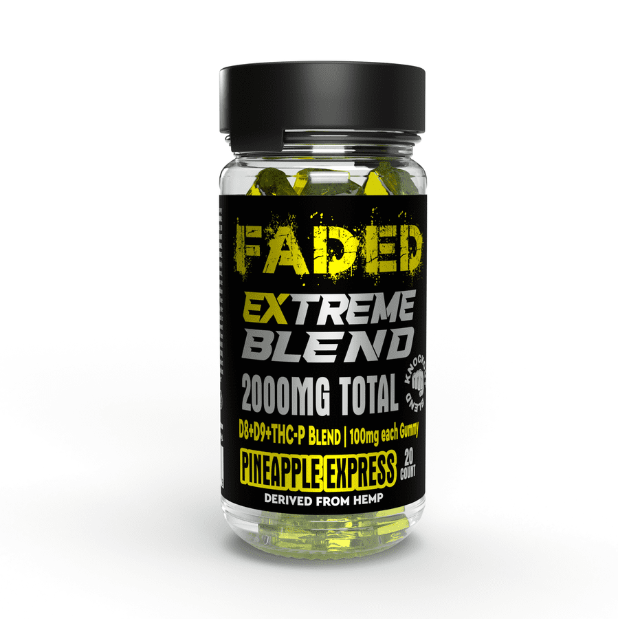 FADED D8+D9+THC-P PINEAPPLE EXPRESS 2000MG EXTREME GUMMIES  20 COUNT