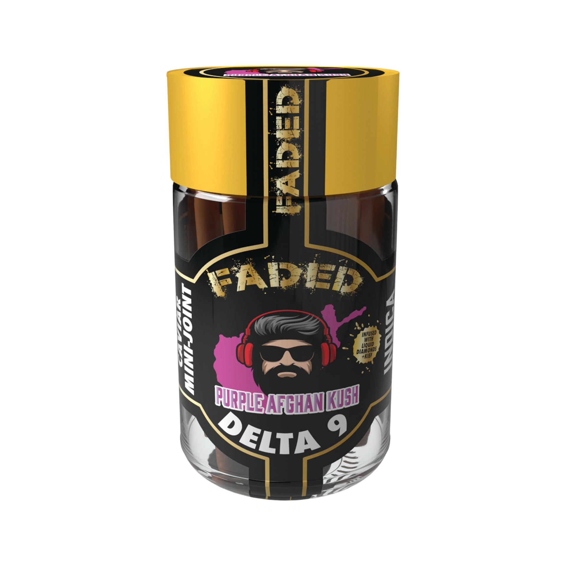 FADED DELTA-9 PURPLE AFGHAN HAND CRAFTED MINI SHOOTER PRE-ROLL 5CT JAR