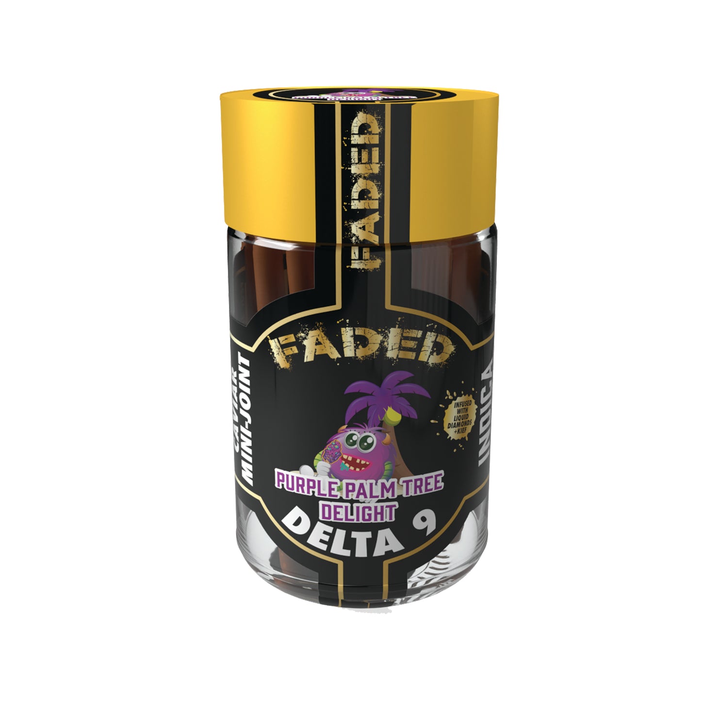 FADED DELTA-9 PURPLE PALM DELIGHT HAND CRAFTED MINI SHOOTER PRE-ROLL 5CT JAR