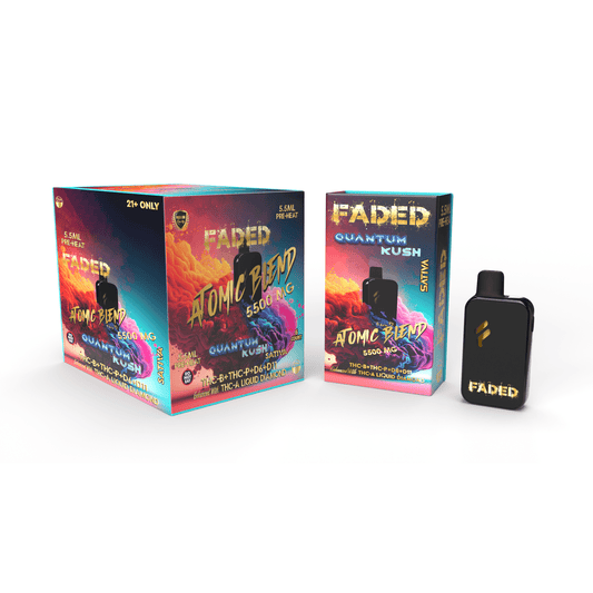 FADED THC-B+THC-P+D6+D11 ENHANCED WITH THC-A LIQUID DIAMOND RECHARGEABLE DISPOSABLE - SATIVA QUANTUM KUSH 5.5ML