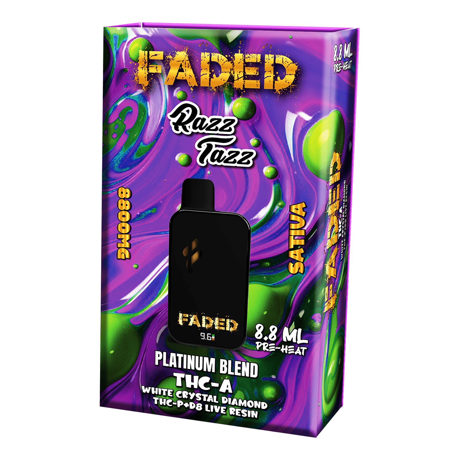 FADED PLATINUM BLEND THC-A 8.8ML DISPOSABLES | RAZZ TAZZ
