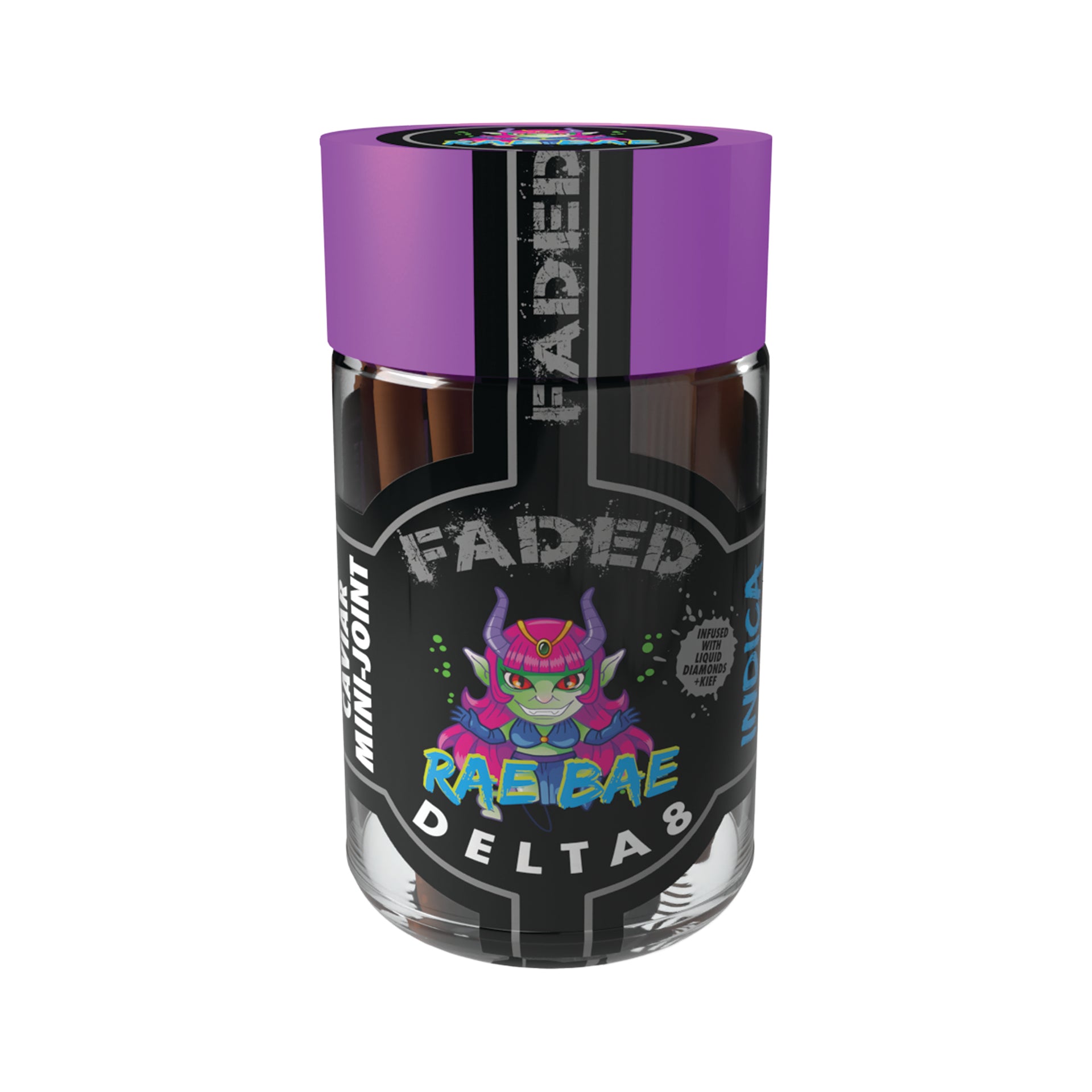 FADED DELTA-8 RAE BAE HAND CRAFTED MINI SHOOTER PRE-ROLL 5CT JAR