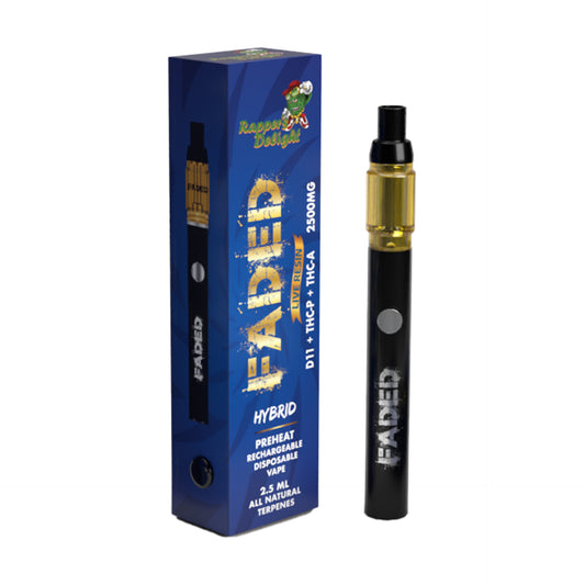 FADED DELTA-11+THC-P+THC-A RECHARGEABLE DISPOSABLE - HYBRID RAPPER'S DELIGHT 2.5ML