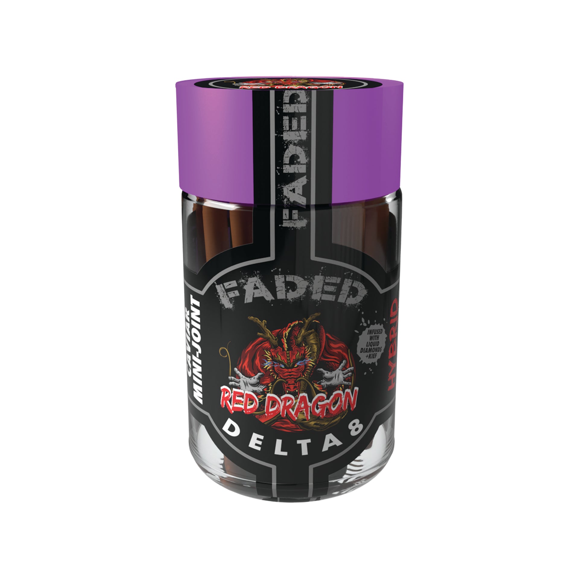 FADED DELTA-8 RED DRAGON HAND CRAFTED MINI SHOOTER PRE-ROLL 5CT JAR