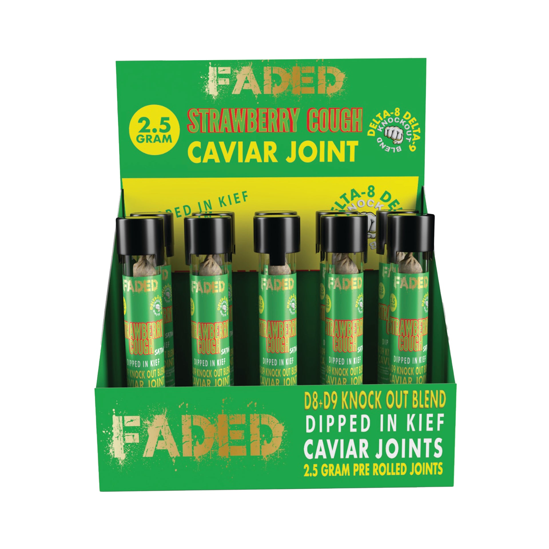 FADED DELTA-8+DELTA-9 KNOCKOUT BLEND STRAWBERRY COUGH CAVIAR JOINTS 2500MG
