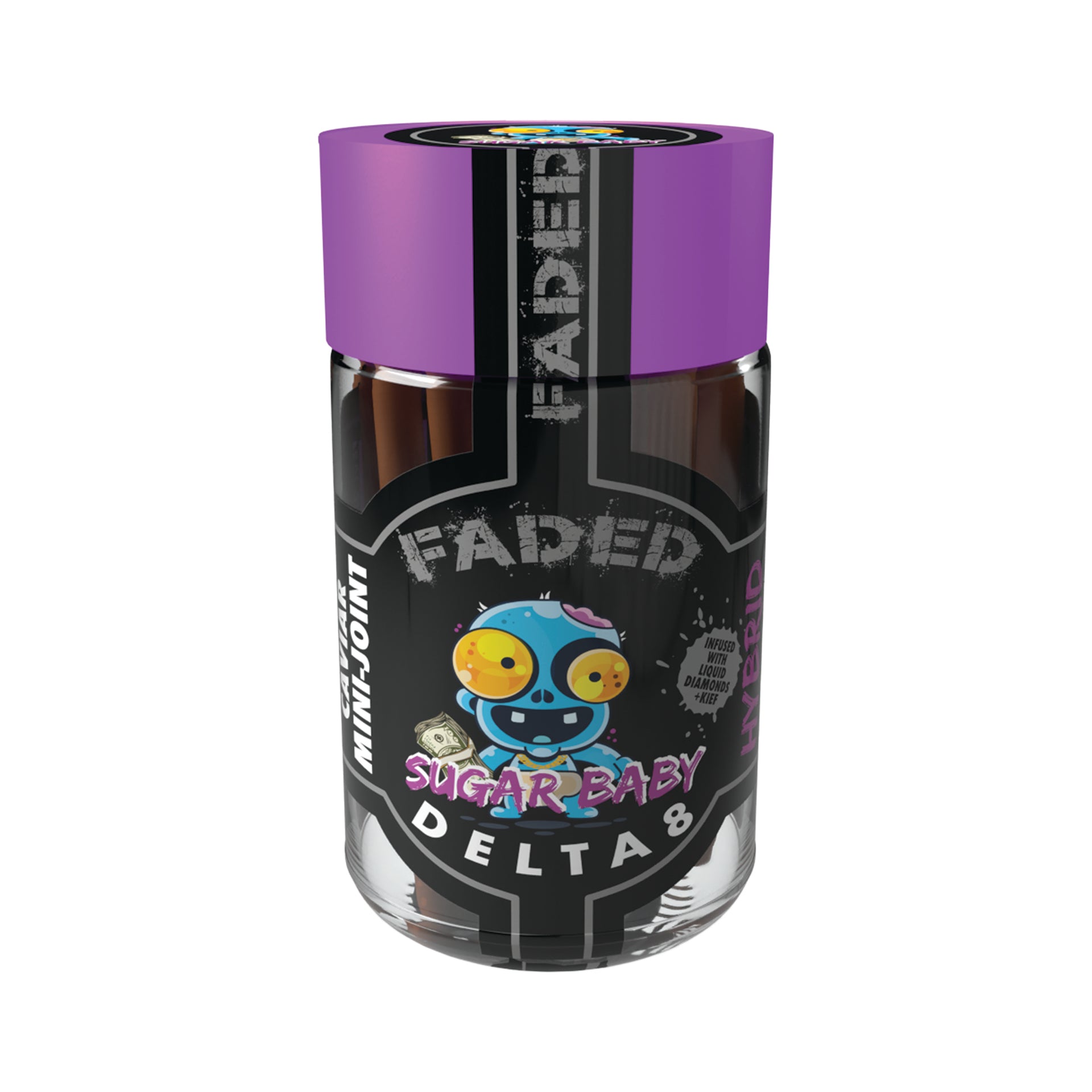 FADED DELTA-8 SUGAR BABY HAND CRAFTED MINI SHOOTER PRE-ROLL 5CT JAR