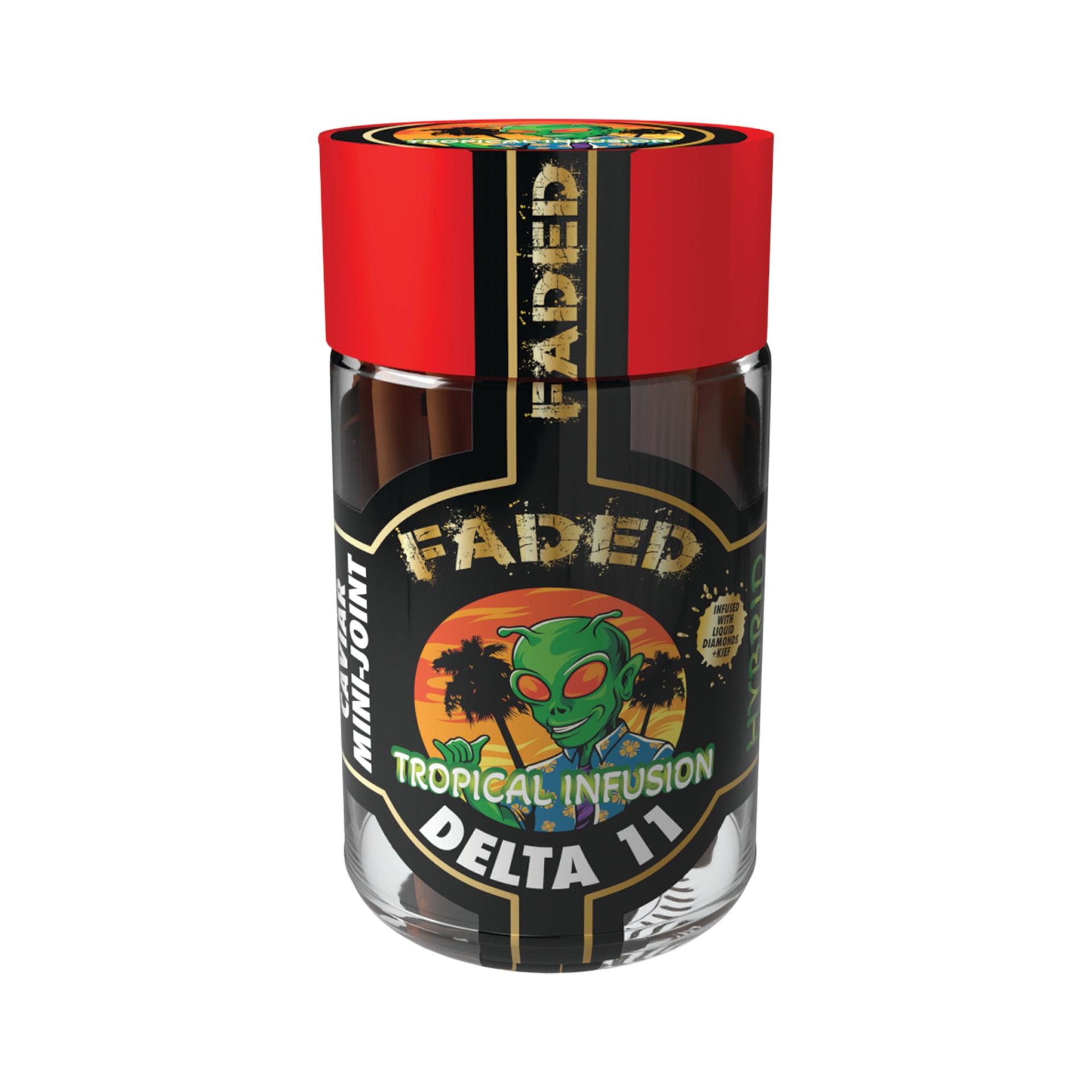 FADED DELTA-11 TROPICAL INFUSION HAND CRAFTED MINI SHOOTER PRE-ROLL 5CT JAR