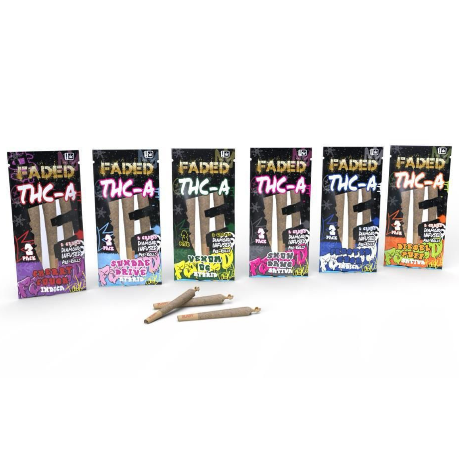 THC-A Diamond Infused 2GM Pre-rolls | 3 Count – Faded