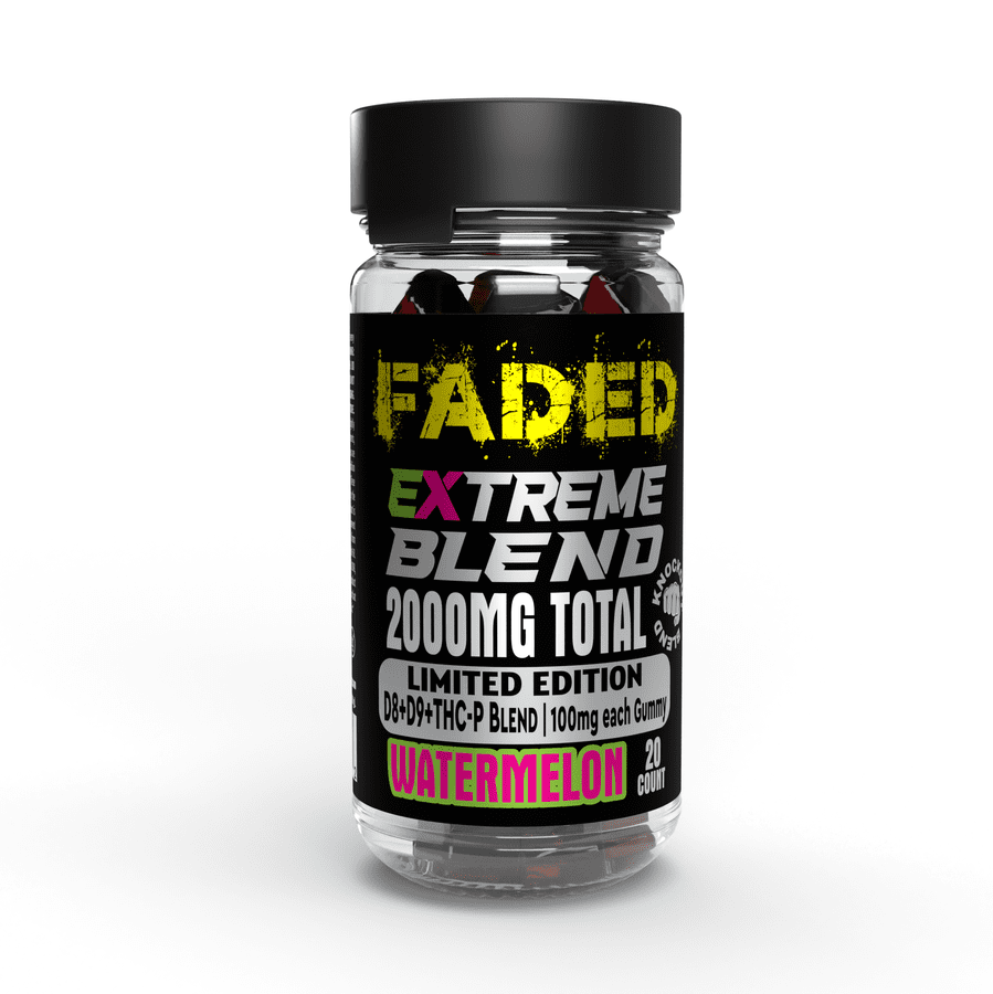 FADED D8+D9+THC-P WATERMELON 2000MG EXTREME GUMMIES  20 COUNT LIMITED EDITION