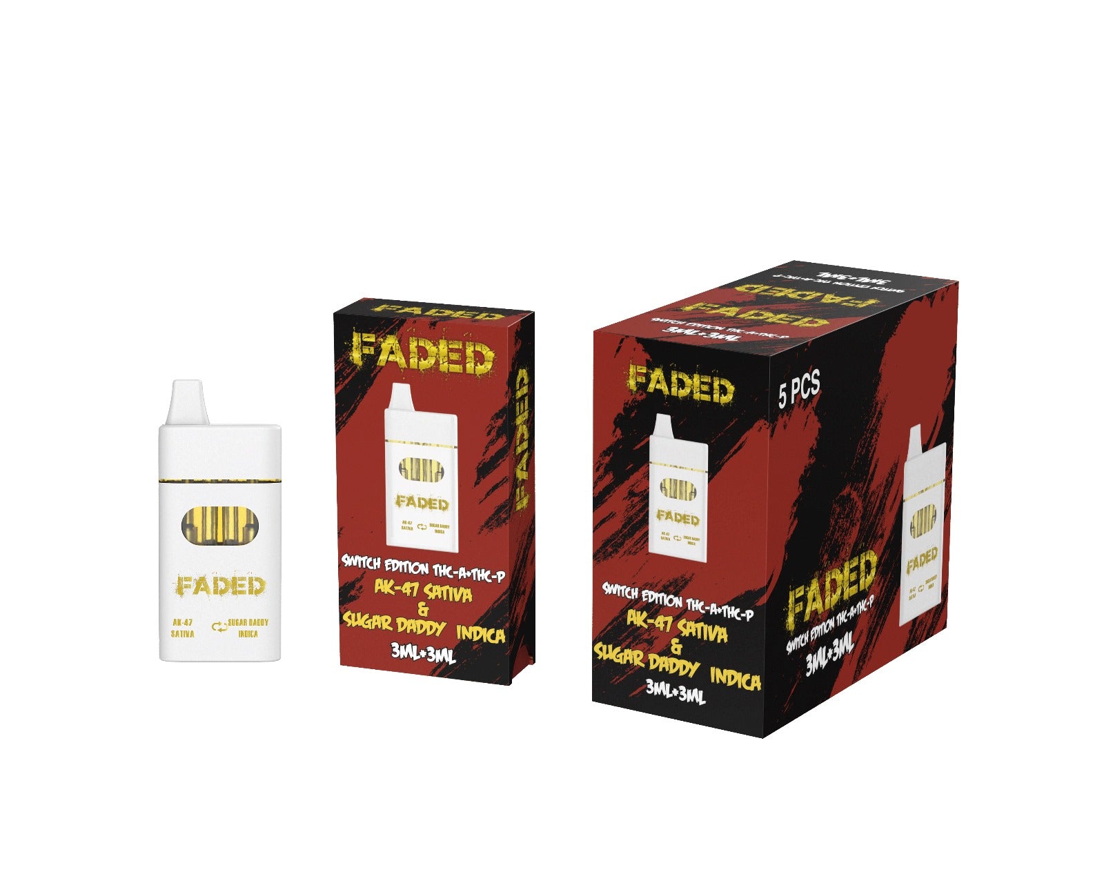 FADED SWITCH EDITION THC-A & THC-P 6ML DISPOSABLES | AK-47 SATIVA & SUGAR DADDY INDICA