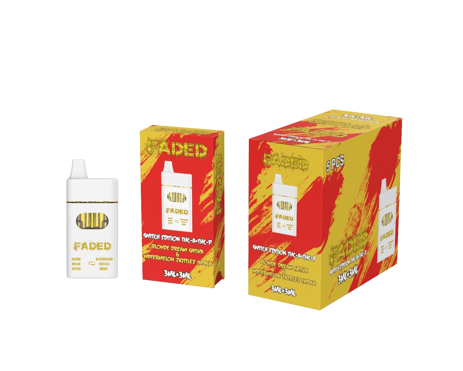 FADED SWITCH EDITION THC-A & THC-P 6ML DISPOSABLES | BLONDE DREAM SATIVA & WATERMELON ZKITTLEZ INDICA