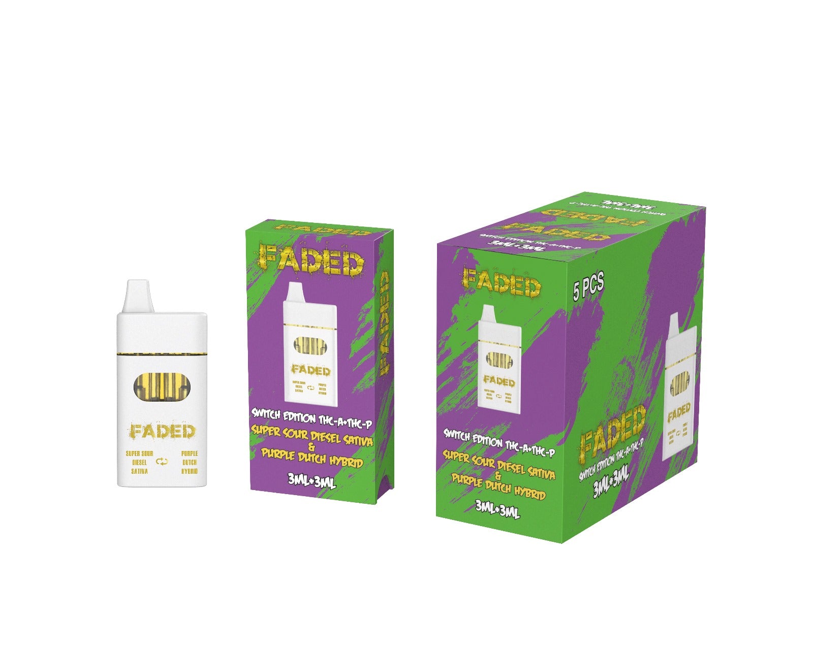FADED SWITCH EDITION THC-A & THC-P 6ML DISPOSABLES | SUPER SOUR DIESEL SATIVA & PURPLE DUTCH HYBIRD