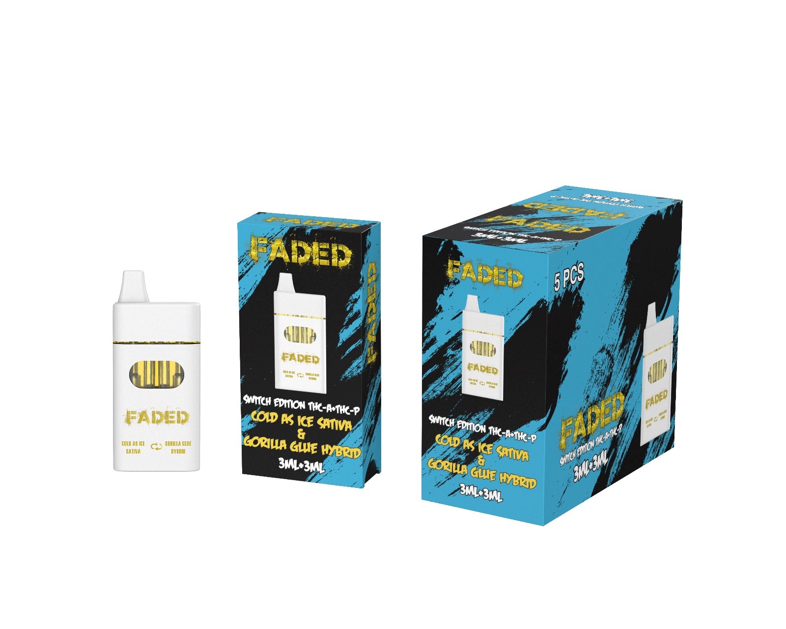 FADED SWITCH EDITION THC-A & THC-P 6ML DISPOSABLES | COLD AS ICE SATIVA & GORILLA GLUE HYBIRD