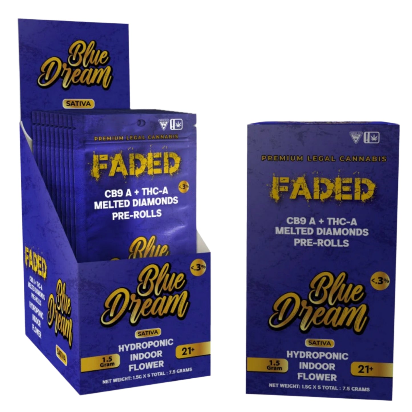 Faded 5 Count Blue Dream THCA Prerolls