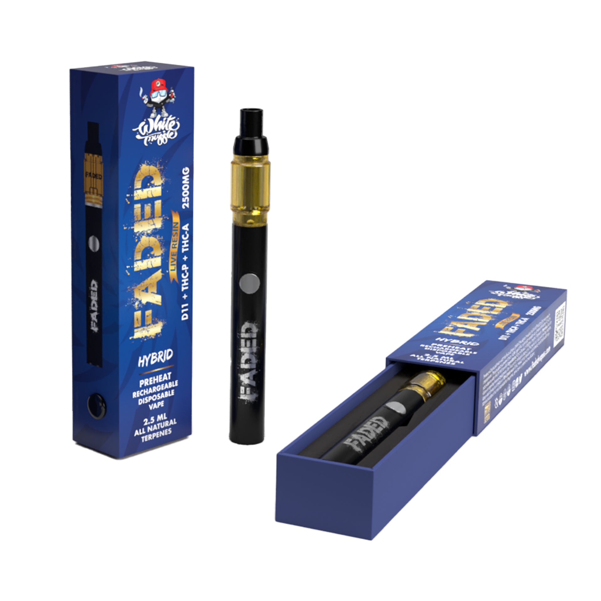 FADED DELTA-11+THC-P+THC-A RECHARGEABLE DISPOSABLE - HYBRID WHITE TRUFFLE 2.5ML