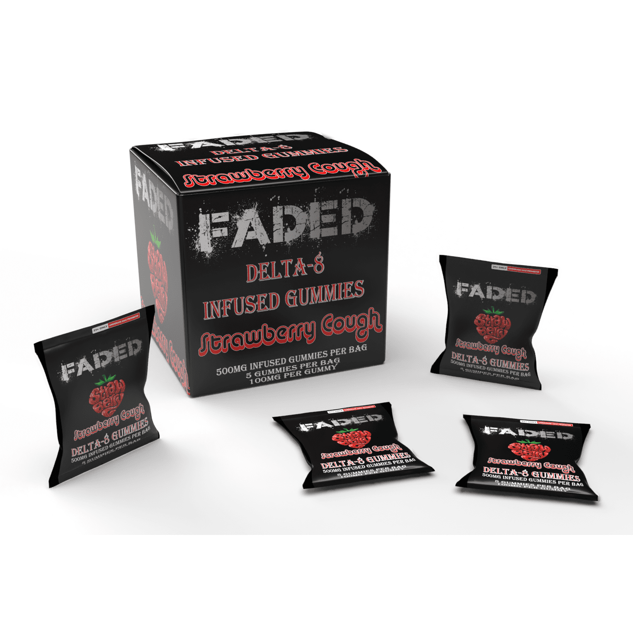 FADED DELTA - 8 STRAWBERRY COUGH 5CT GUMMIES BAG 500MG