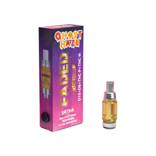 FADED D-10+D-8+THC-P+THC-H LIVE RESIN RECHARGEABLE CARTRIDGE - SATIVA GHOST HAZE 2.5ML