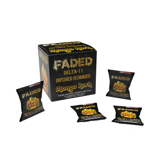 FADED DELTA - 11 MANGO KUSH 5CT GUMMIES BAG 500MG